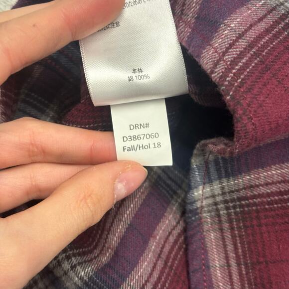 Eddie Bauer Red White Mens TL Relaxed Fit Plaid Tartan Flannel Button Down Shirt - Picture 9 of 10